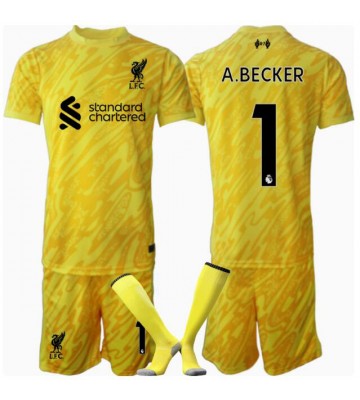 Liverpool Alisson Becker #1 Brankář Alternativní dres komplet pro Děti 2024-25 Krátkým Rukávem (+ Krátké kalhoty)